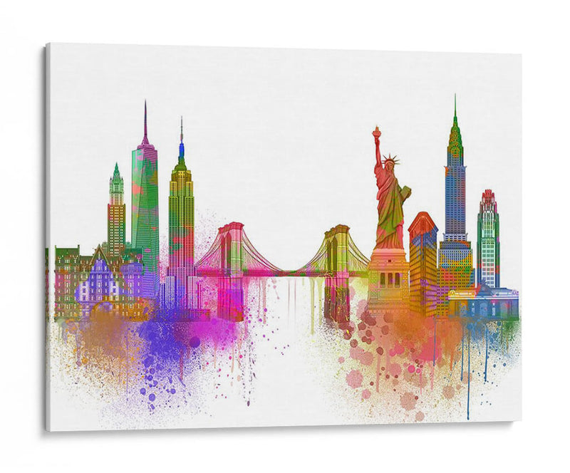 New York Skyline Rainbow Bright - Fab Funky | Cuadro decorativo de Canvas Lab