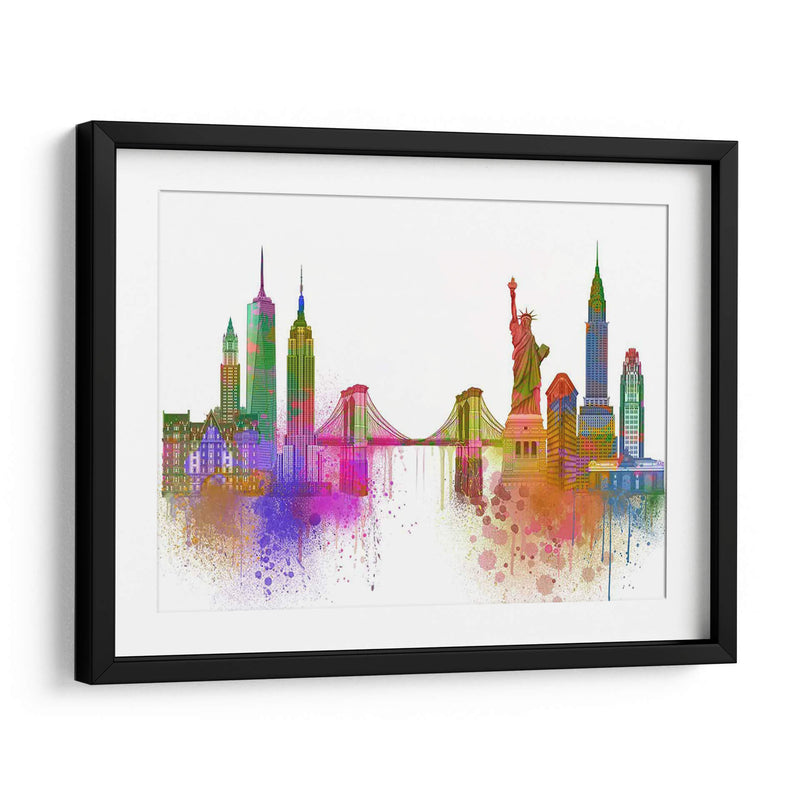 New York Skyline Rainbow Bright - Fab Funky | Cuadro decorativo de Canvas Lab