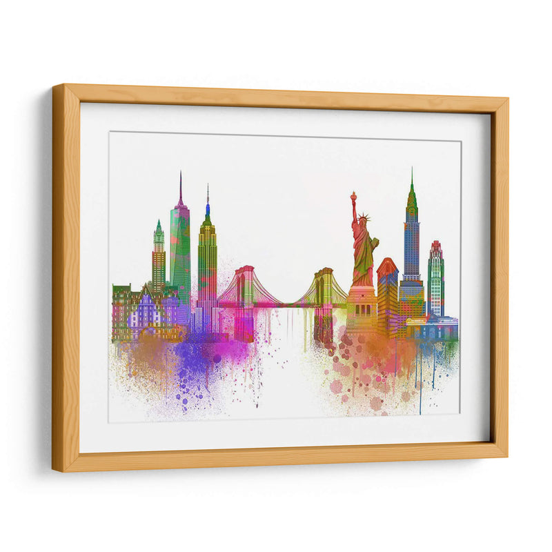 New York Skyline Rainbow Bright - Fab Funky | Cuadro decorativo de Canvas Lab