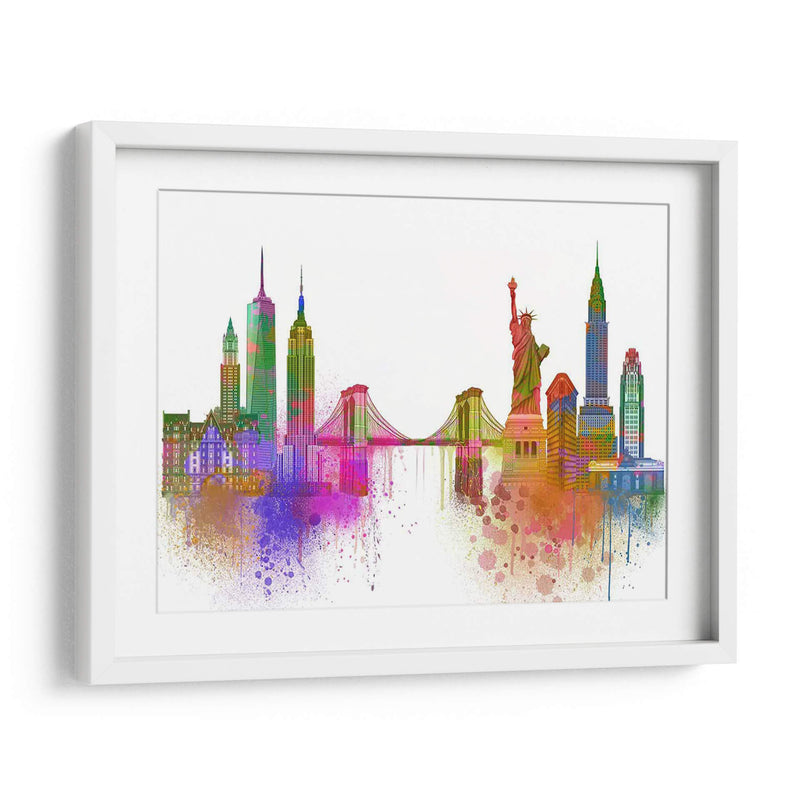 New York Skyline Rainbow Bright - Fab Funky | Cuadro decorativo de Canvas Lab