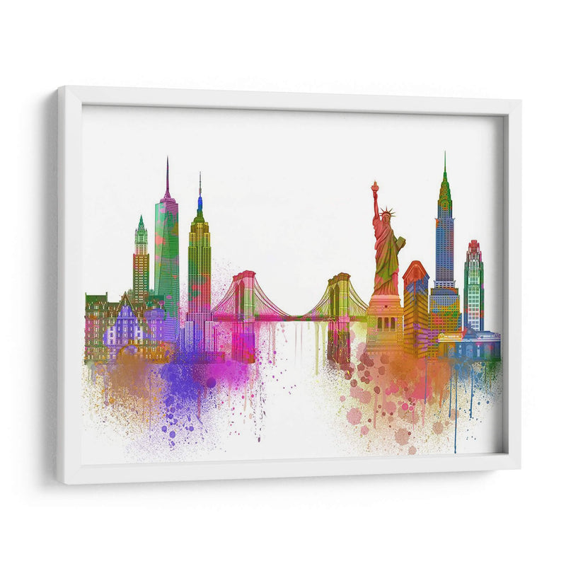 New York Skyline Rainbow Bright - Fab Funky | Cuadro decorativo de Canvas Lab