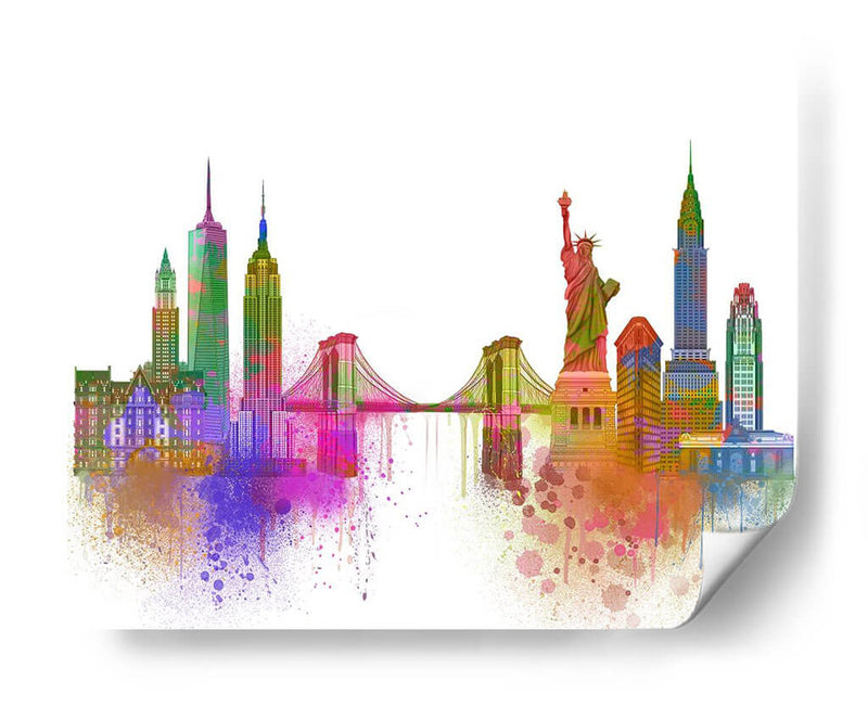 New York Skyline Rainbow Bright - Fab Funky | Cuadro decorativo de Canvas Lab