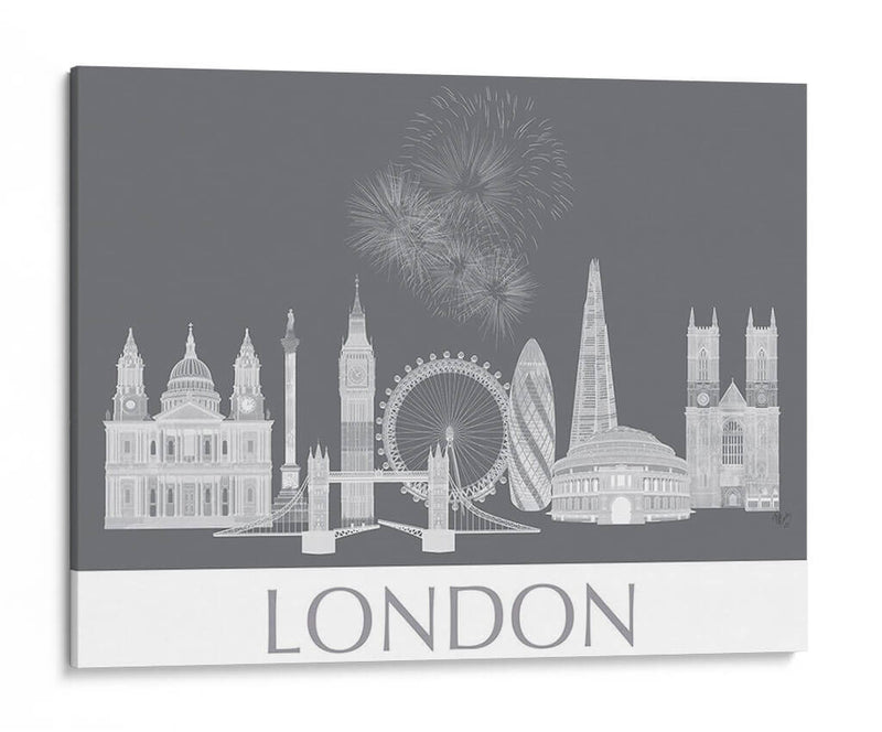 Horizonte De Londres Monocromo - Fab Funky | Cuadro decorativo de Canvas Lab