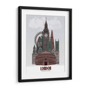 Londres En Nubes Rojas Y Verdes. - Fab Funky | Cuadro decorativo de Canvas Lab