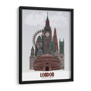 Londres En Nubes Rojas Y Verdes. - Fab Funky | Cuadro decorativo de Canvas Lab