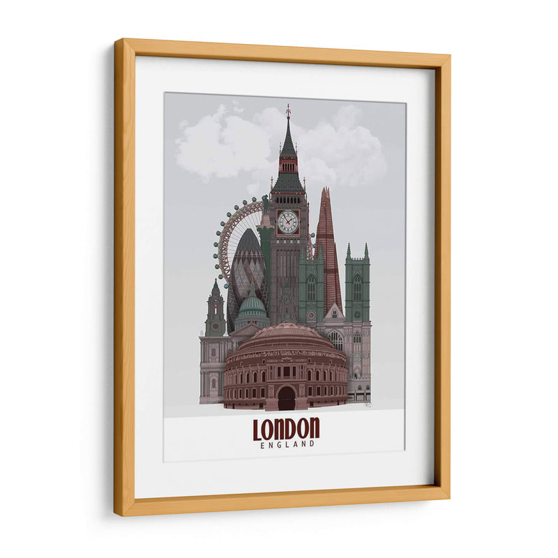 Londres En Nubes Rojas Y Verdes. - Fab Funky | Cuadro decorativo de Canvas Lab