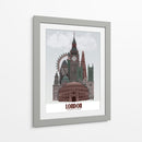 Londres En Nubes Rojas Y Verdes. - Fab Funky | Cuadro decorativo de Canvas Lab