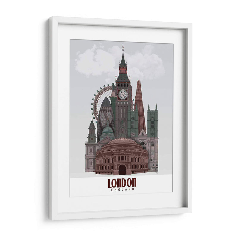 Londres En Nubes Rojas Y Verdes. - Fab Funky | Cuadro decorativo de Canvas Lab