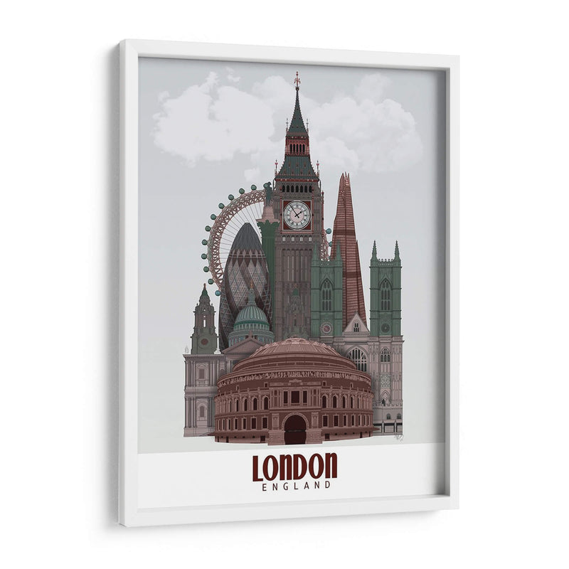 Londres En Nubes Rojas Y Verdes. - Fab Funky | Cuadro decorativo de Canvas Lab