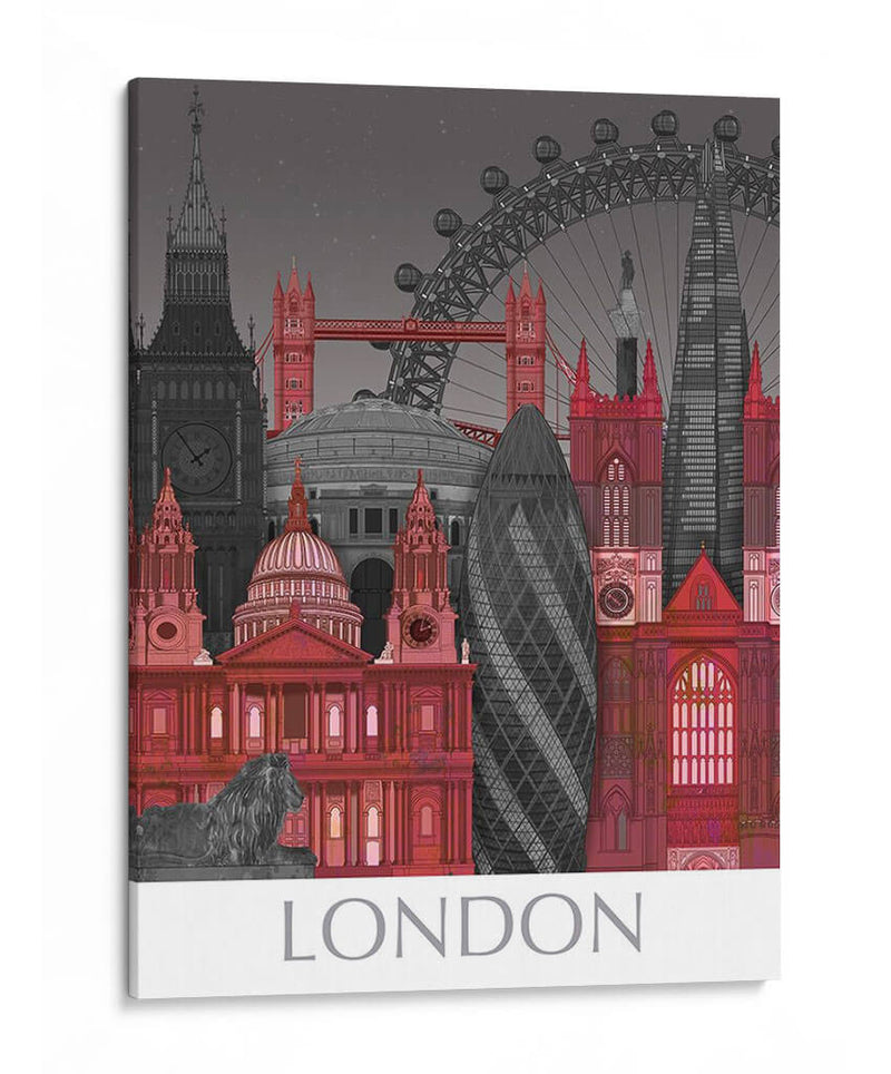 Londres Elevaciones Por Noche Roja - Fab Funky | Cuadro decorativo de Canvas Lab