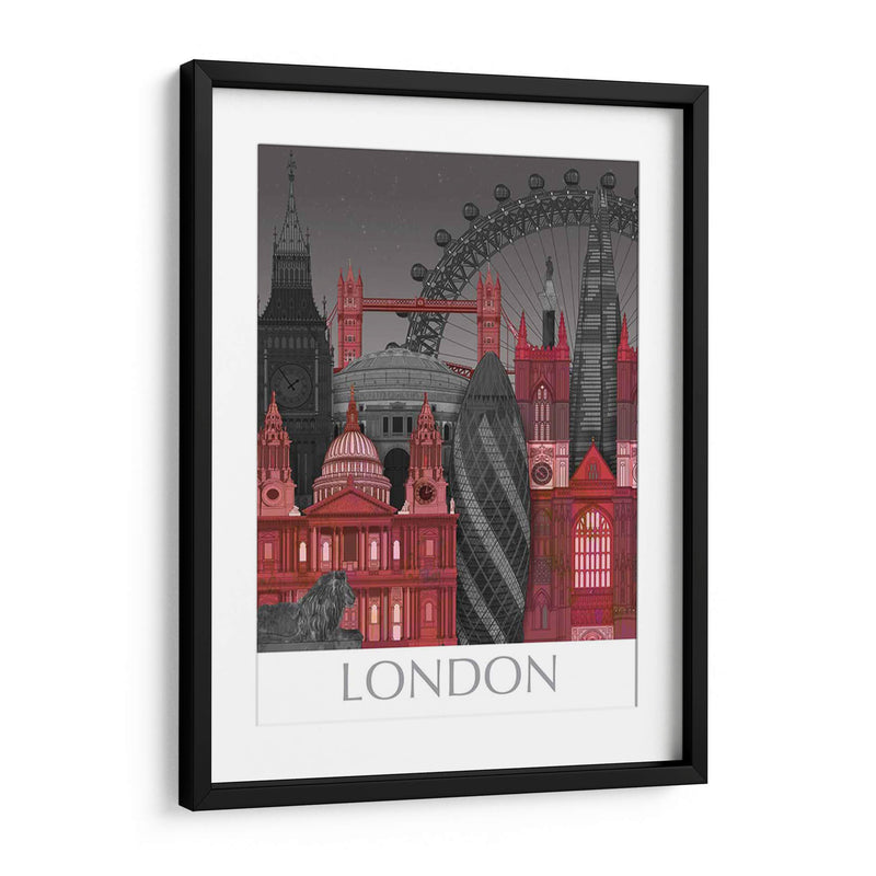 Londres Elevaciones Por Noche Roja - Fab Funky | Cuadro decorativo de Canvas Lab