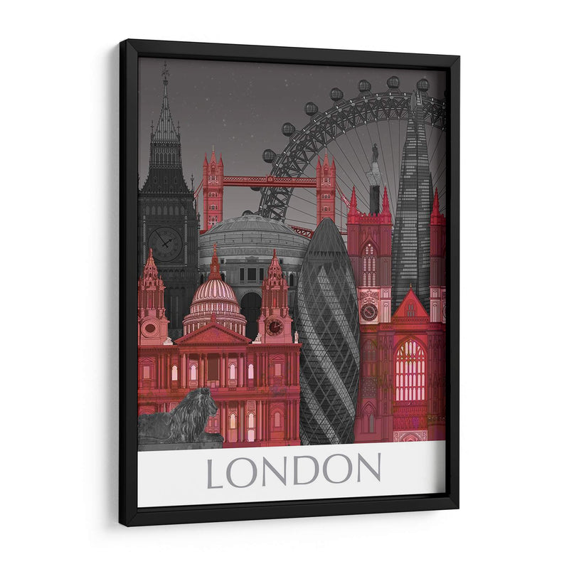 Londres Elevaciones Por Noche Roja - Fab Funky | Cuadro decorativo de Canvas Lab