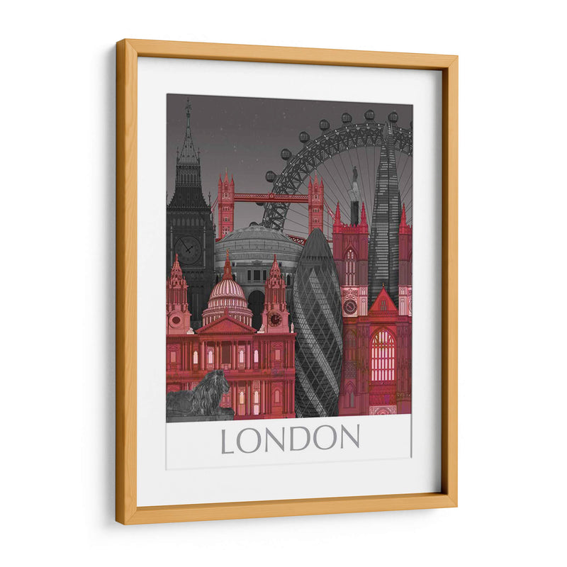 Londres Elevaciones Por Noche Roja - Fab Funky | Cuadro decorativo de Canvas Lab