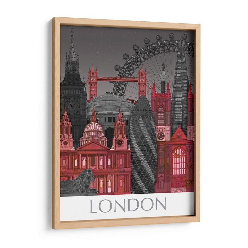 Londres Elevaciones Por Noche Roja - Fab Funky | Cuadro decorativo de Canvas Lab