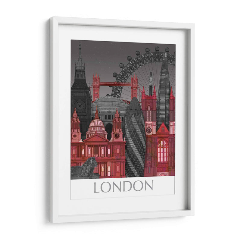 Londres Elevaciones Por Noche Roja - Fab Funky | Cuadro decorativo de Canvas Lab