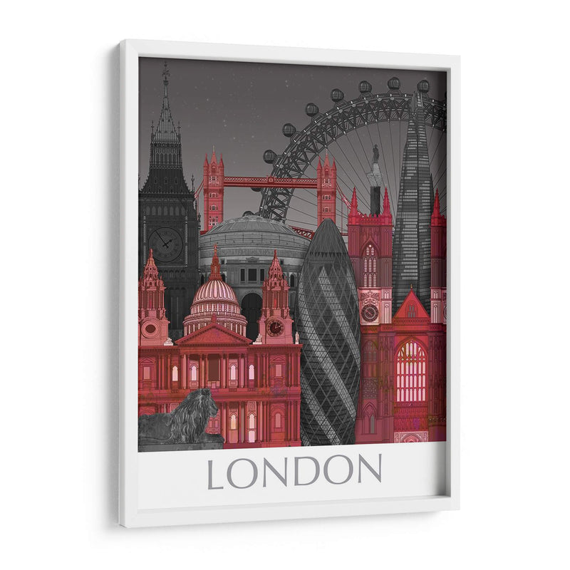 Londres Elevaciones Por Noche Roja - Fab Funky | Cuadro decorativo de Canvas Lab