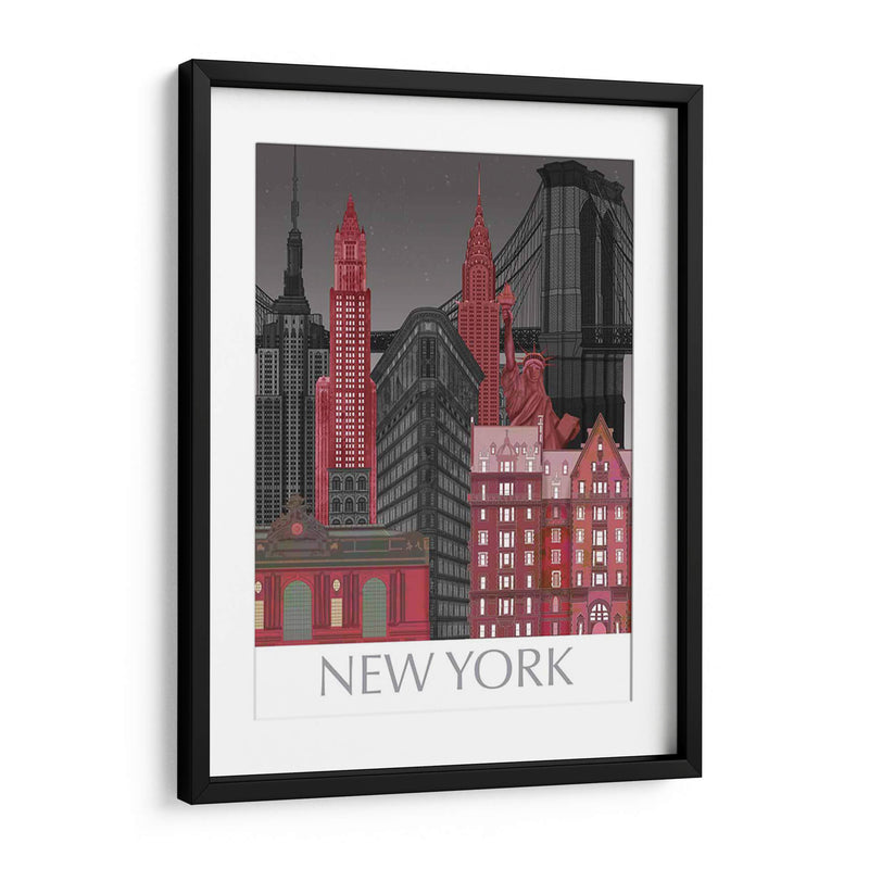 Las Elevaciones De Nueva York Por La Noche Roja - Fab Funky | Cuadro decorativo de Canvas Lab