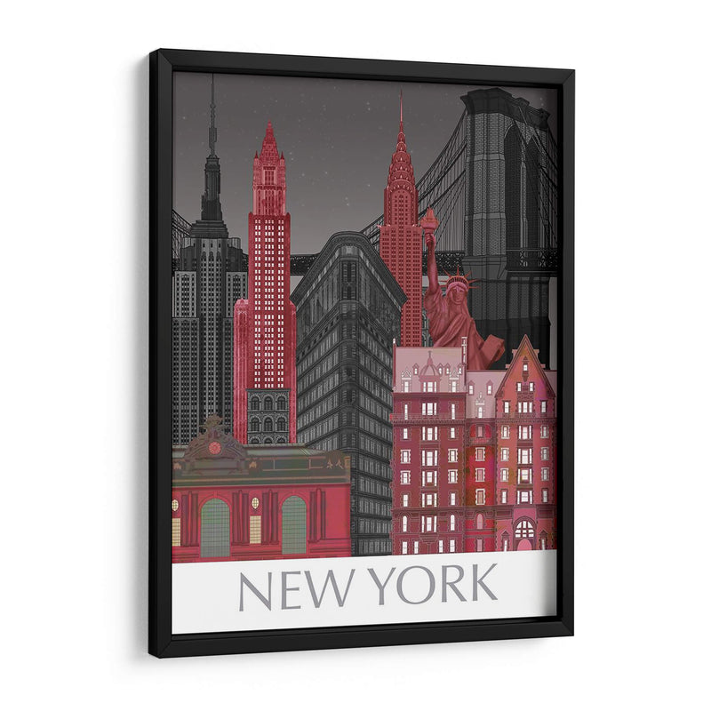 Las Elevaciones De Nueva York Por La Noche Roja - Fab Funky | Cuadro decorativo de Canvas Lab