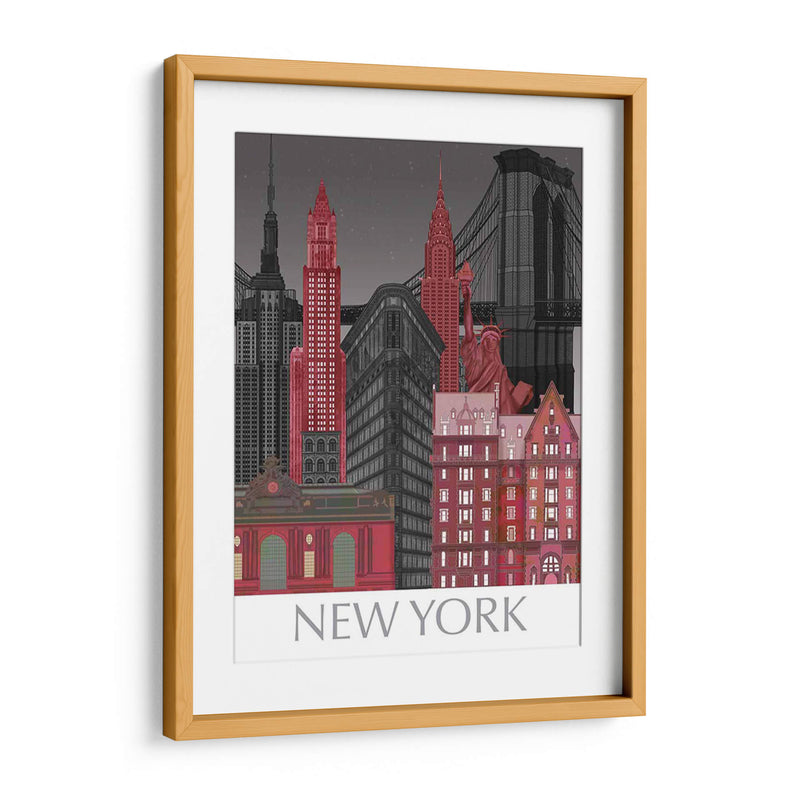 Las Elevaciones De Nueva York Por La Noche Roja - Fab Funky | Cuadro decorativo de Canvas Lab