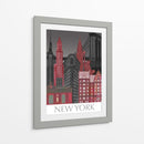 Las Elevaciones De Nueva York Por La Noche Roja - Fab Funky | Cuadro decorativo de Canvas Lab