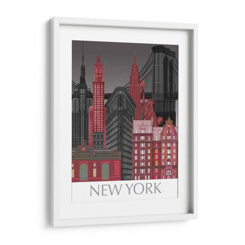 Las Elevaciones De Nueva York Por La Noche Roja - Fab Funky | Cuadro decorativo de Canvas Lab