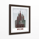 Nueva York En Las Nubes Rojo Oscuro Y Verde - Fab Funky | Cuadro decorativo de Canvas Lab