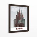 Nueva York En Las Nubes Rojo Oscuro Y Verde - Fab Funky | Cuadro decorativo de Canvas Lab