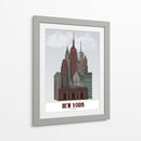 Nueva York En Las Nubes Rojo Oscuro Y Verde - Fab Funky | Cuadro decorativo de Canvas Lab