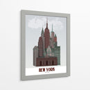Nueva York En Las Nubes Rojo Oscuro Y Verde - Fab Funky | Cuadro decorativo de Canvas Lab