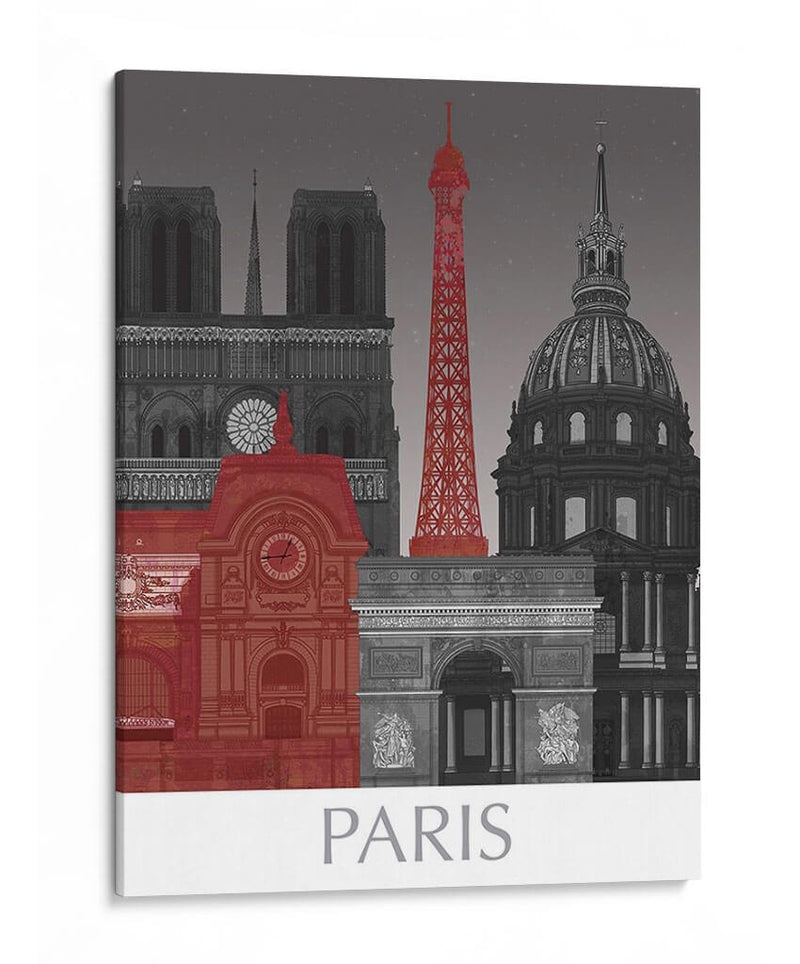 Elevaciones De París Por Noche Roja. - Fab Funky | Cuadro decorativo de Canvas Lab