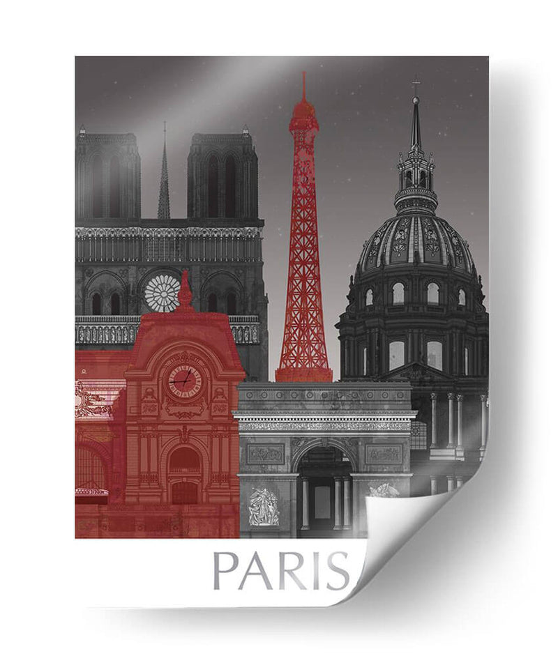 Elevaciones De París Por Noche Roja. - Fab Funky | Cuadro decorativo de Canvas Lab