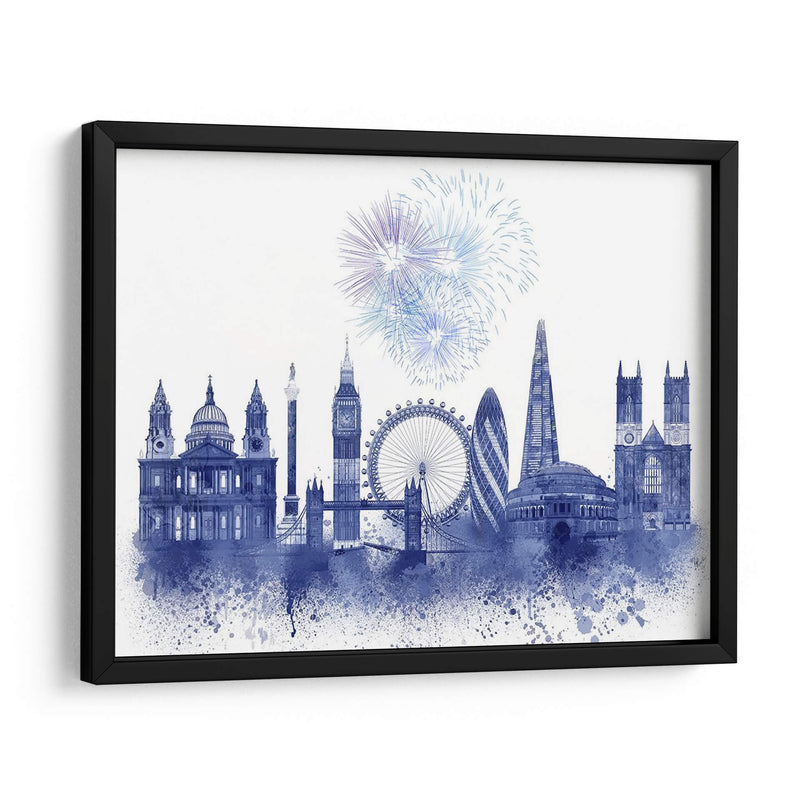 Londres Skyline Acuarela Splash Blue - Fab Funky | Cuadro decorativo de Canvas Lab