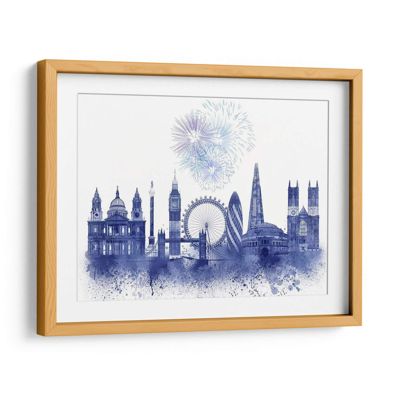 Londres Skyline Acuarela Splash Blue - Fab Funky | Cuadro decorativo de Canvas Lab