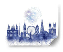 Londres Skyline Acuarela Splash Blue - Fab Funky | Cuadro decorativo de Canvas Lab