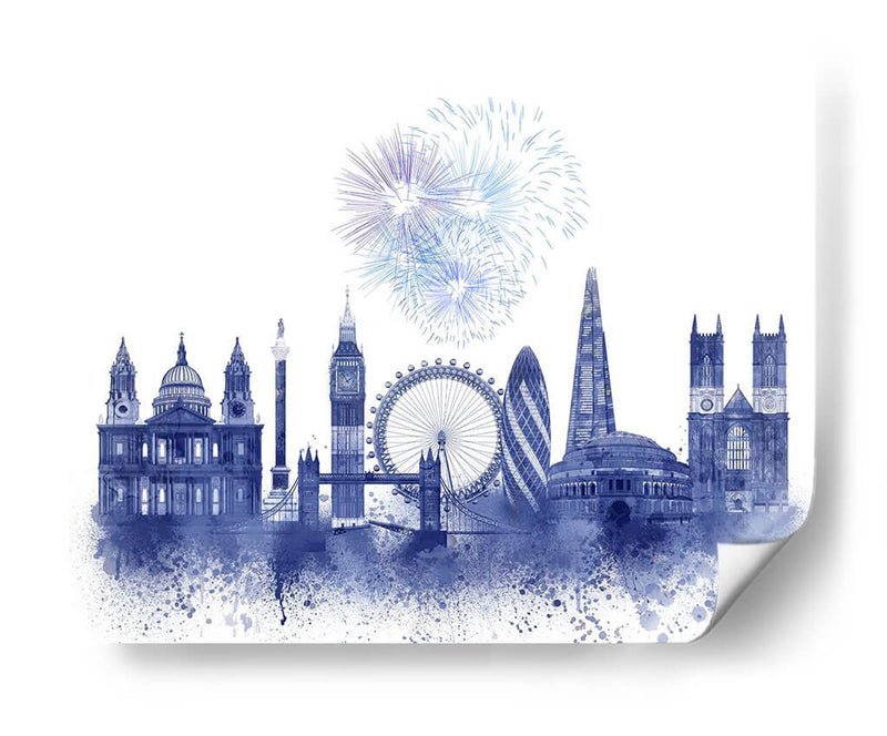 Londres Skyline Acuarela Splash Blue - Fab Funky | Cuadro decorativo de Canvas Lab