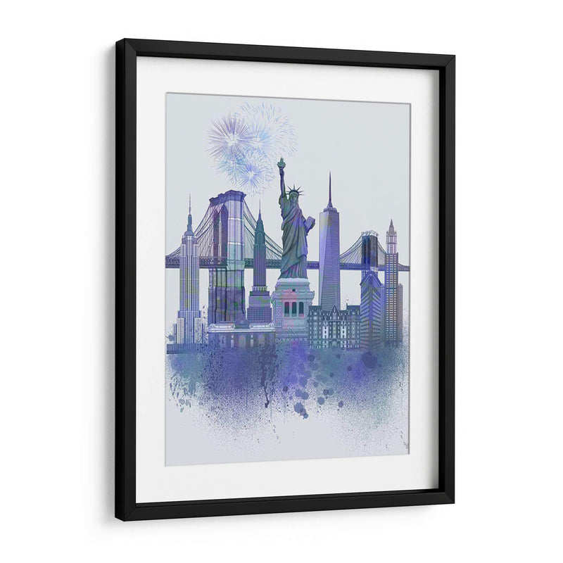 New York Skyline Acuarela Splash Blue - Fab Funky | Cuadro decorativo de Canvas Lab