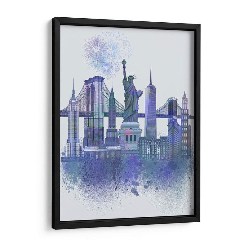 New York Skyline Acuarela Splash Blue - Fab Funky | Cuadro decorativo de Canvas Lab