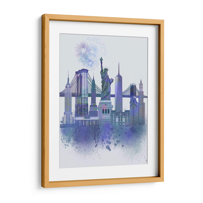 New York Skyline Acuarela Splash Blue - Fab Funky | Cuadro decorativo de Canvas Lab