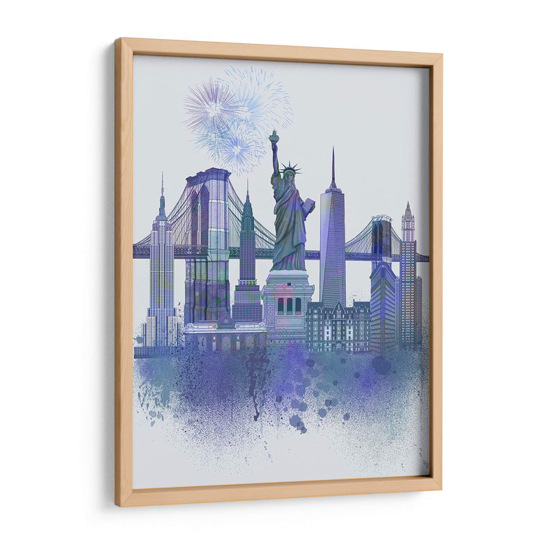 New York Skyline Acuarela Splash Blue - Fab Funky | Cuadro decorativo de Canvas Lab