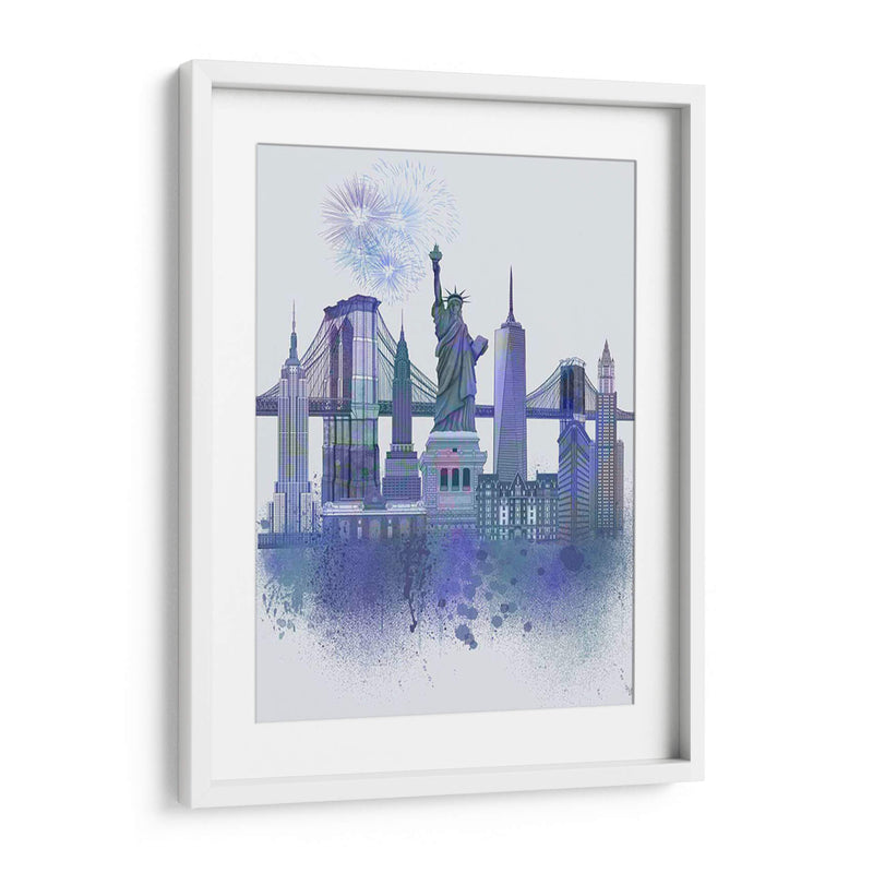 New York Skyline Acuarela Splash Blue - Fab Funky | Cuadro decorativo de Canvas Lab