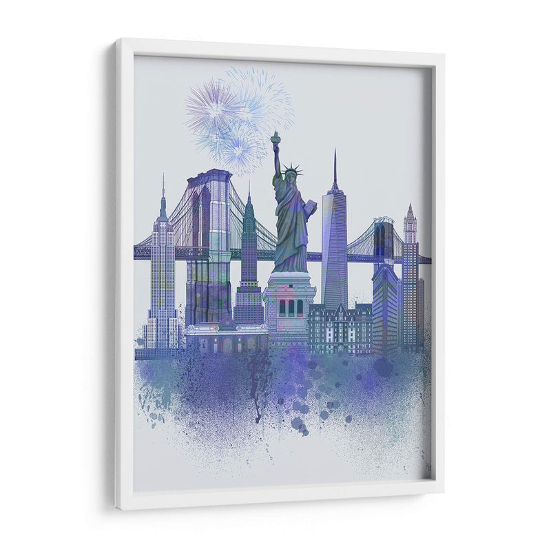 New York Skyline Acuarela Splash Blue - Fab Funky | Cuadro decorativo de Canvas Lab