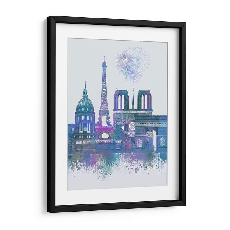 París Skyline Acuarela Blue Blue - Fab Funky | Cuadro decorativo de Canvas Lab