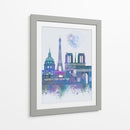 París Skyline Acuarela Blue Blue - Fab Funky | Cuadro decorativo de Canvas Lab