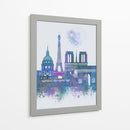 París Skyline Acuarela Blue Blue - Fab Funky | Cuadro decorativo de Canvas Lab