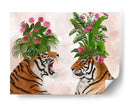 Tigres De La Casa Caliente, Par, Verde Rosa - Fab Funky | Cuadro decorativo de Canvas Lab