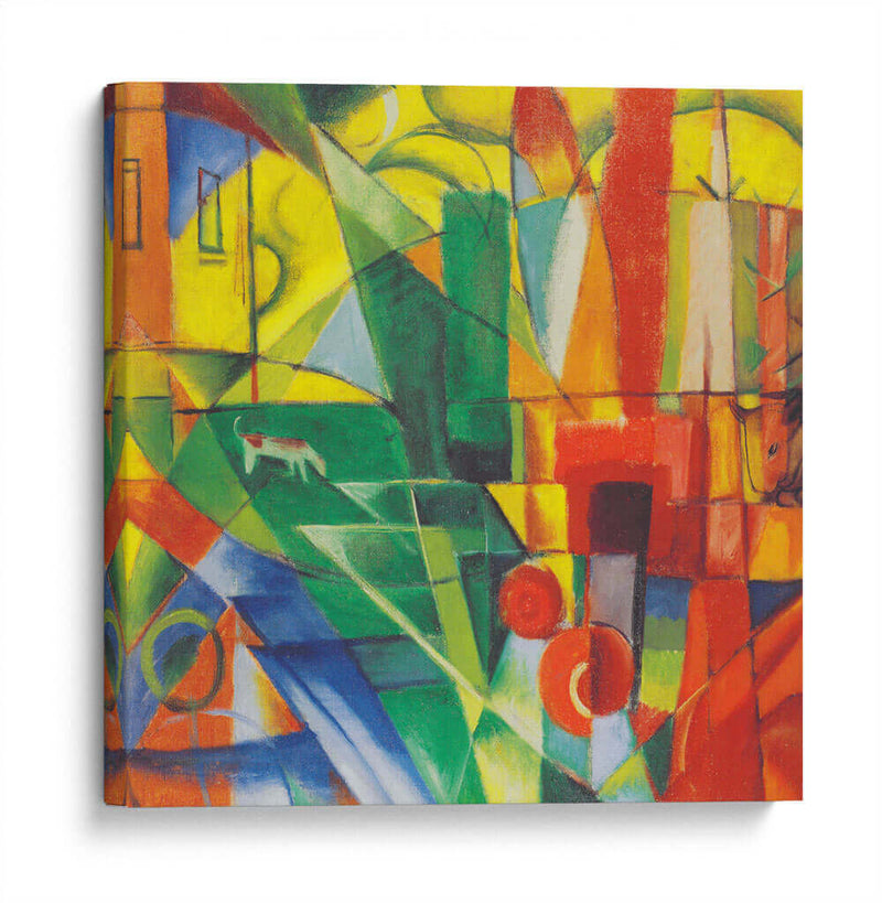 Paisaje con casa, perro y ganado - Franz Marc | Cuadro decorativo de Canvas Lab