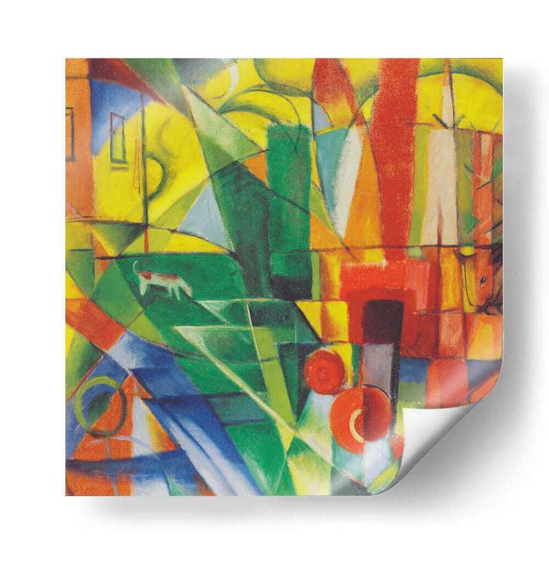 Paisaje con casa, perro y ganado - Franz Marc | Cuadro decorativo de Canvas Lab