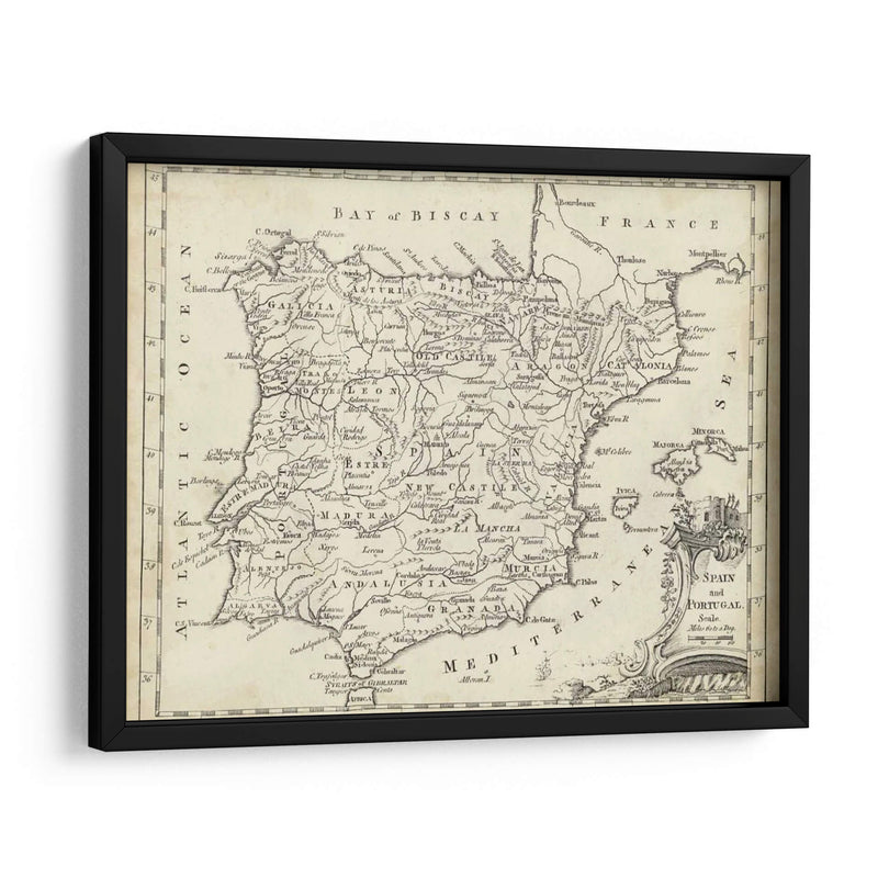 Mapa De España - T. Jeffreys | Cuadro decorativo de Canvas Lab