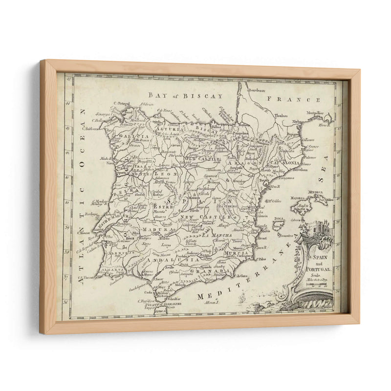 Mapa De España - T. Jeffreys | Cuadro decorativo de Canvas Lab