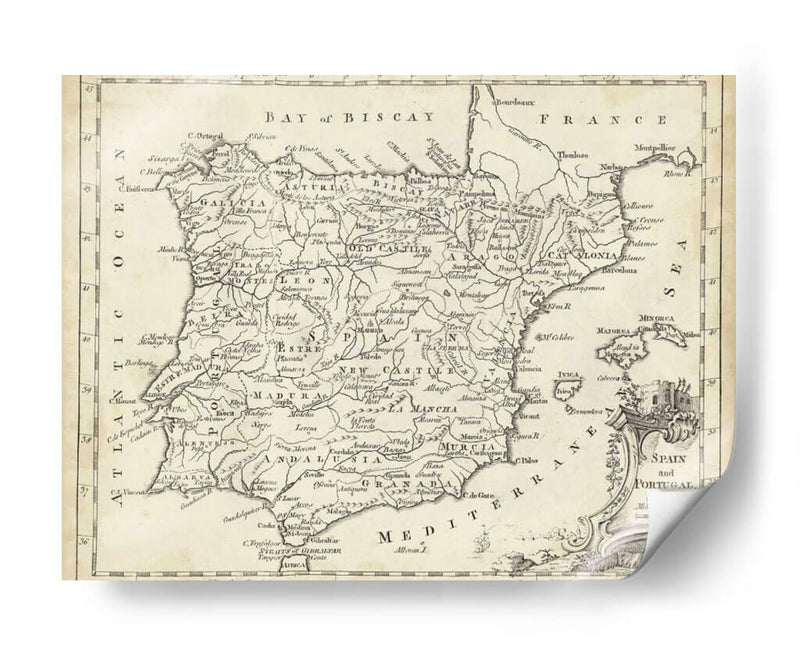 Mapa De España - T. Jeffreys | Cuadro decorativo de Canvas Lab